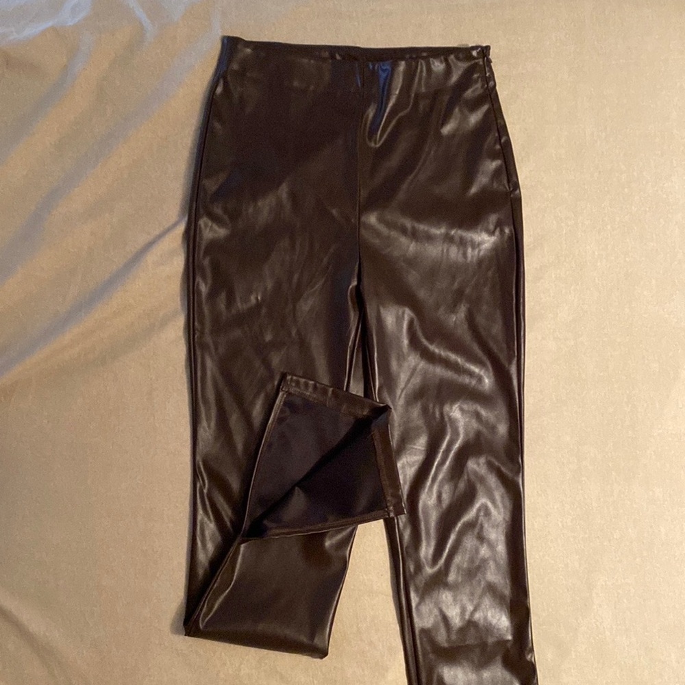 Slit Hem PU Leather Skinny Pants - Picture 6 of 6